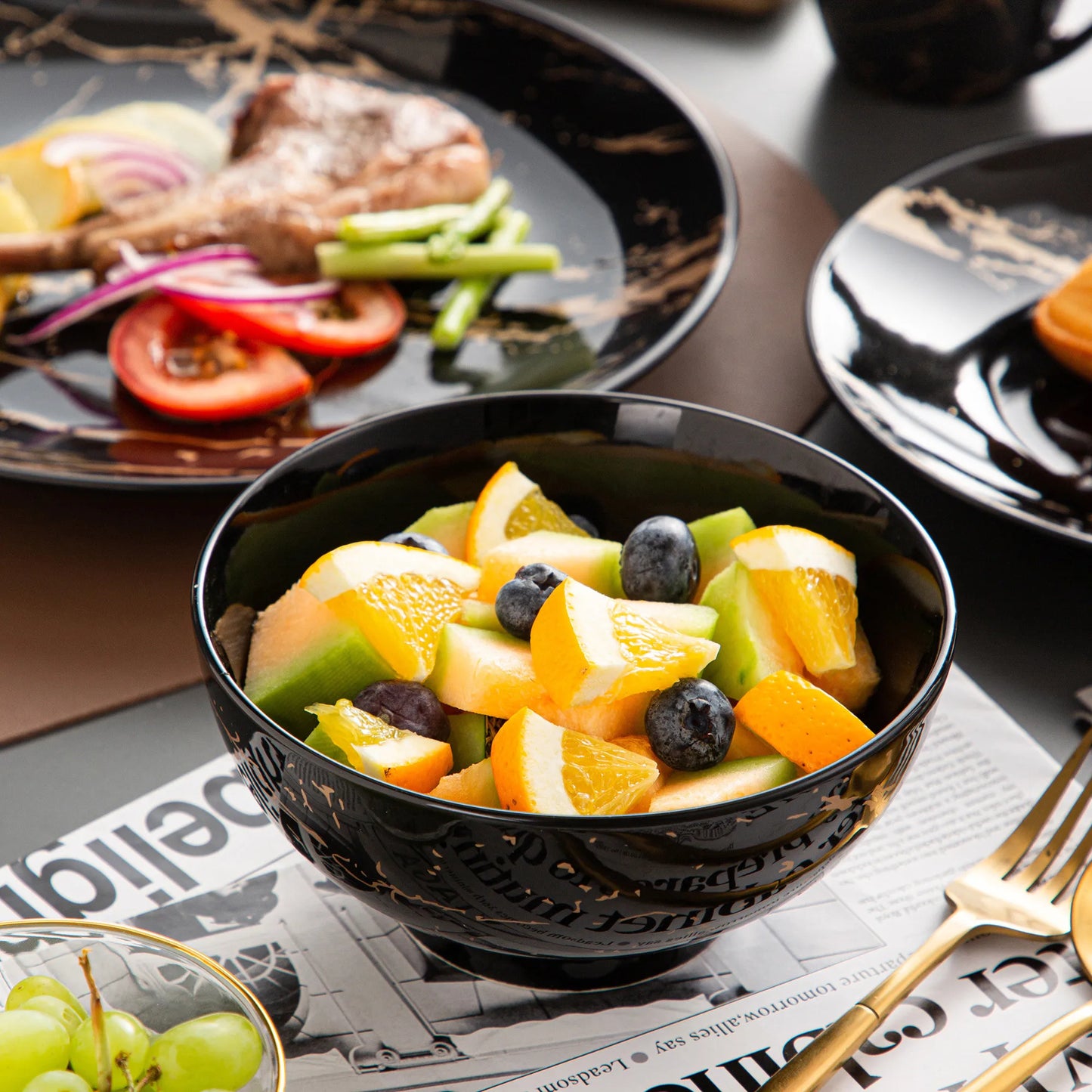 LUXURY Gold Splash Porcelain Dinnerware Set