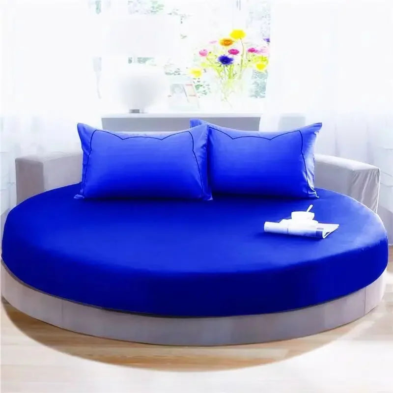 100% Cotton Round Fitted Bed Sheet Set with Elastic Band