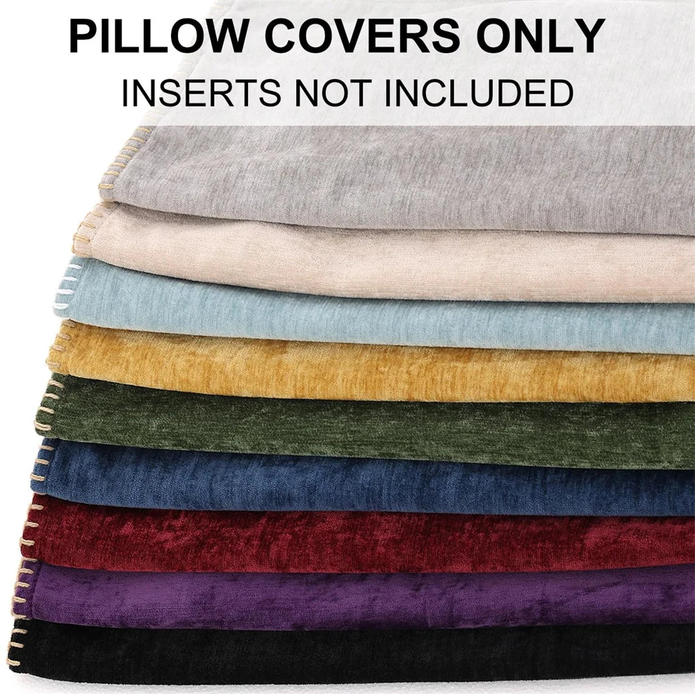 Olanly Chenille Cushion Cover Soft Throw Pillow Cover 50x50cm Velvet Pillow Case Stitched Edge Couch Sofa Decor Pillowcase 45x45