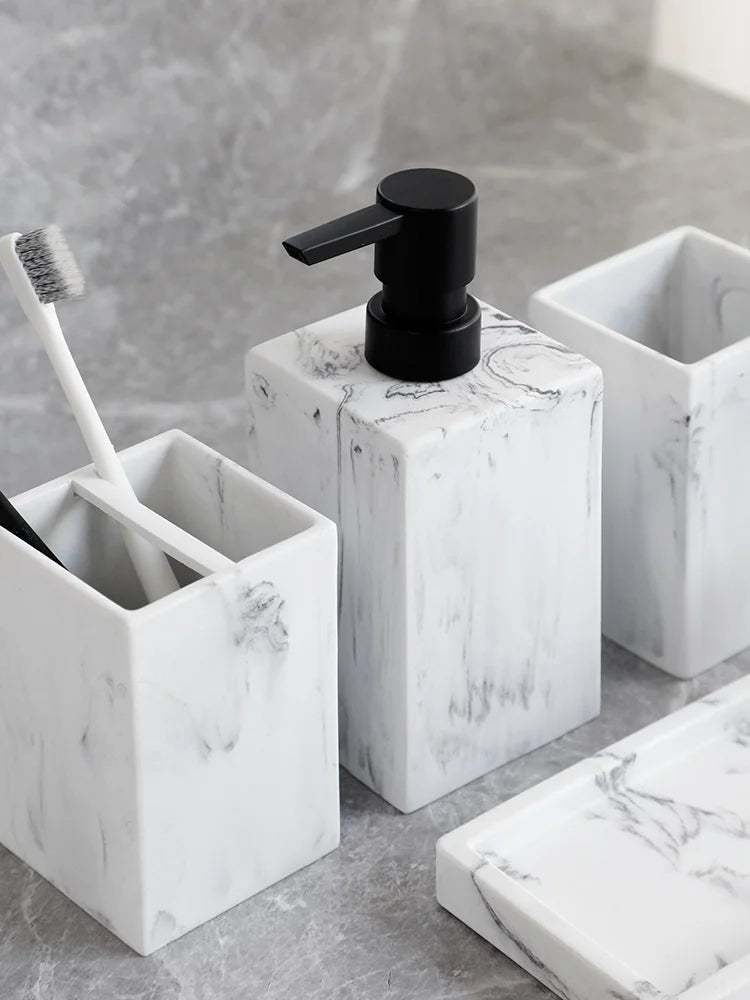 Marble Look Bathroom Accessories Set