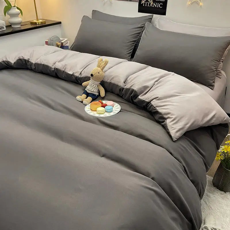 Dark Gray Solid Color Duvet Cover