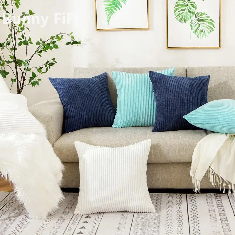 Sofa and Bed Striped Plush Cushion Cover
