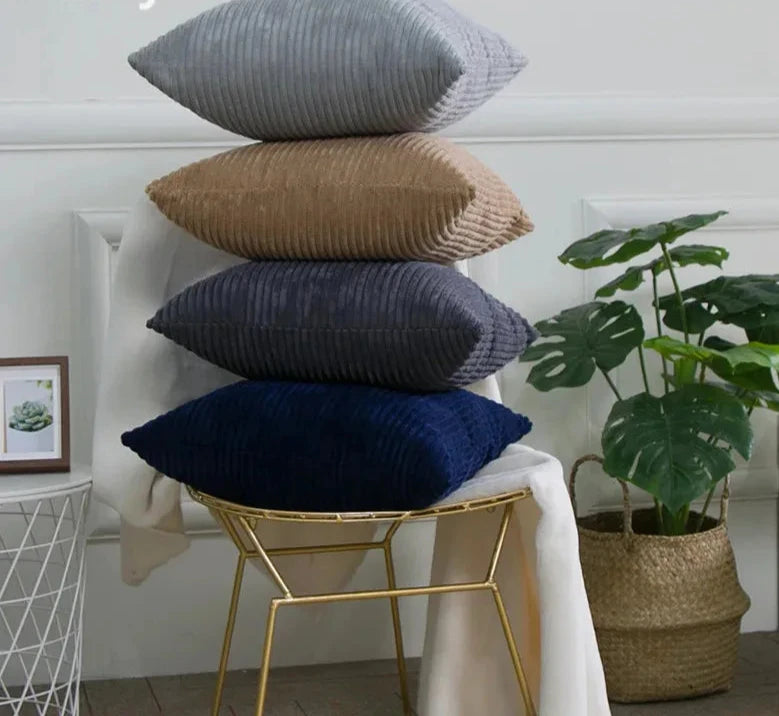 Sofa and Bed Striped Plush Cushion Cover
