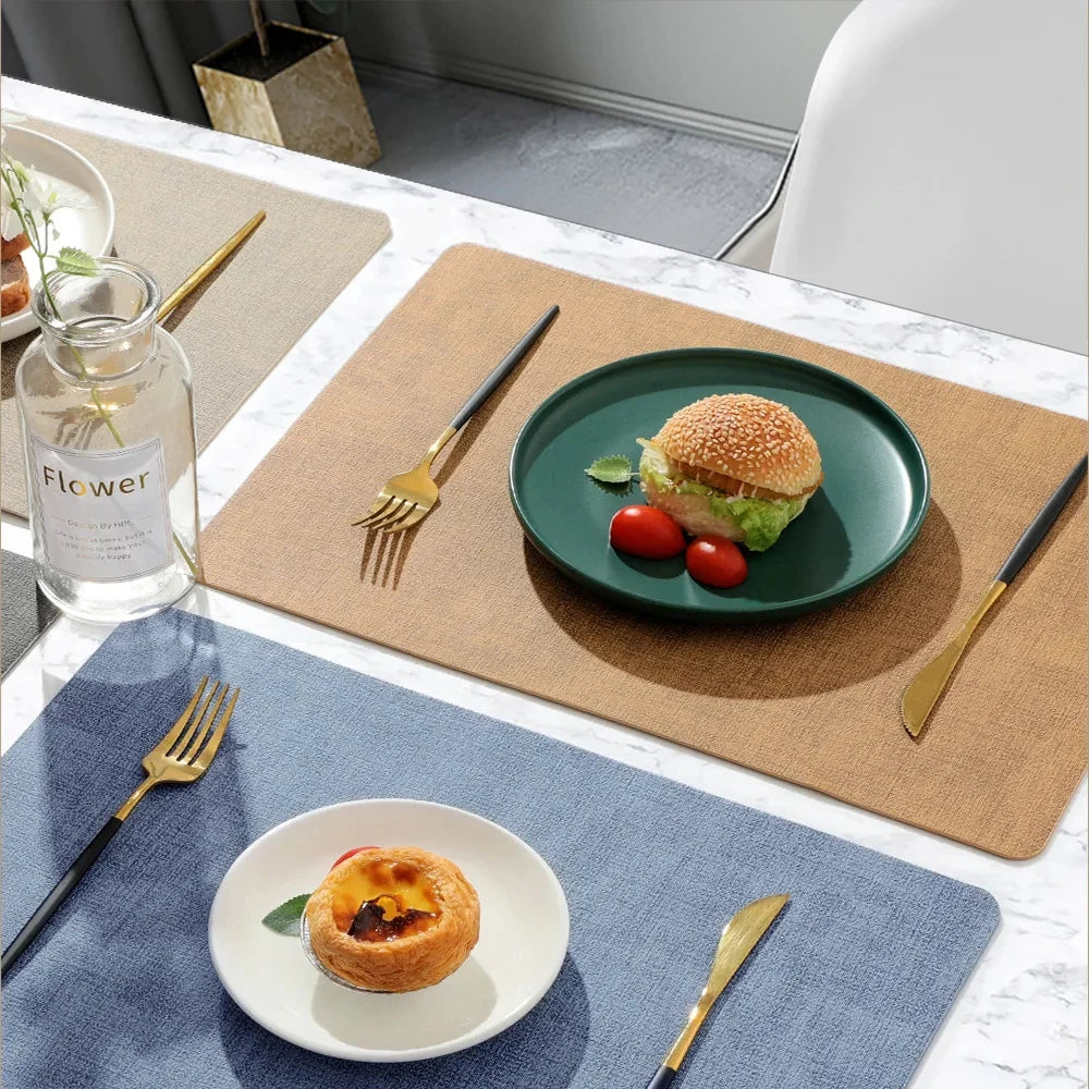 Placemats Dual Sided,Faux Leather Place Meal Mats Indoor Placemats for Dining Table Outdoor Square Non-Slip Washable Table Mats