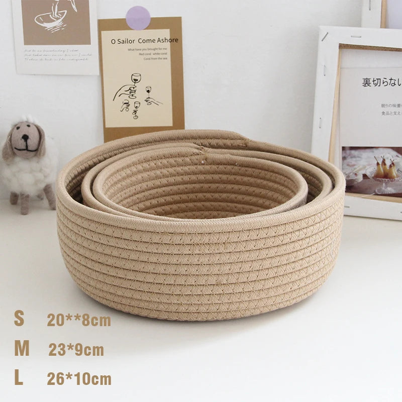 Nordic Cotton Rope Storage Baskets Woven Desktop Sundries Kids Toys Organizer Box Baby Dirty Clothes Laundry Basket Hamper 1PS