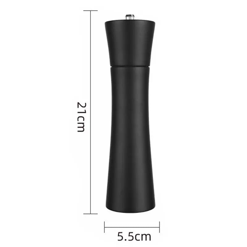 Wooden Salt Pepper Mill with Base Set,Small Waist,Cylindrical,Ceramic Core,Salt Shaker,Spice Grinder,8Inch Manual Mill Set Tool