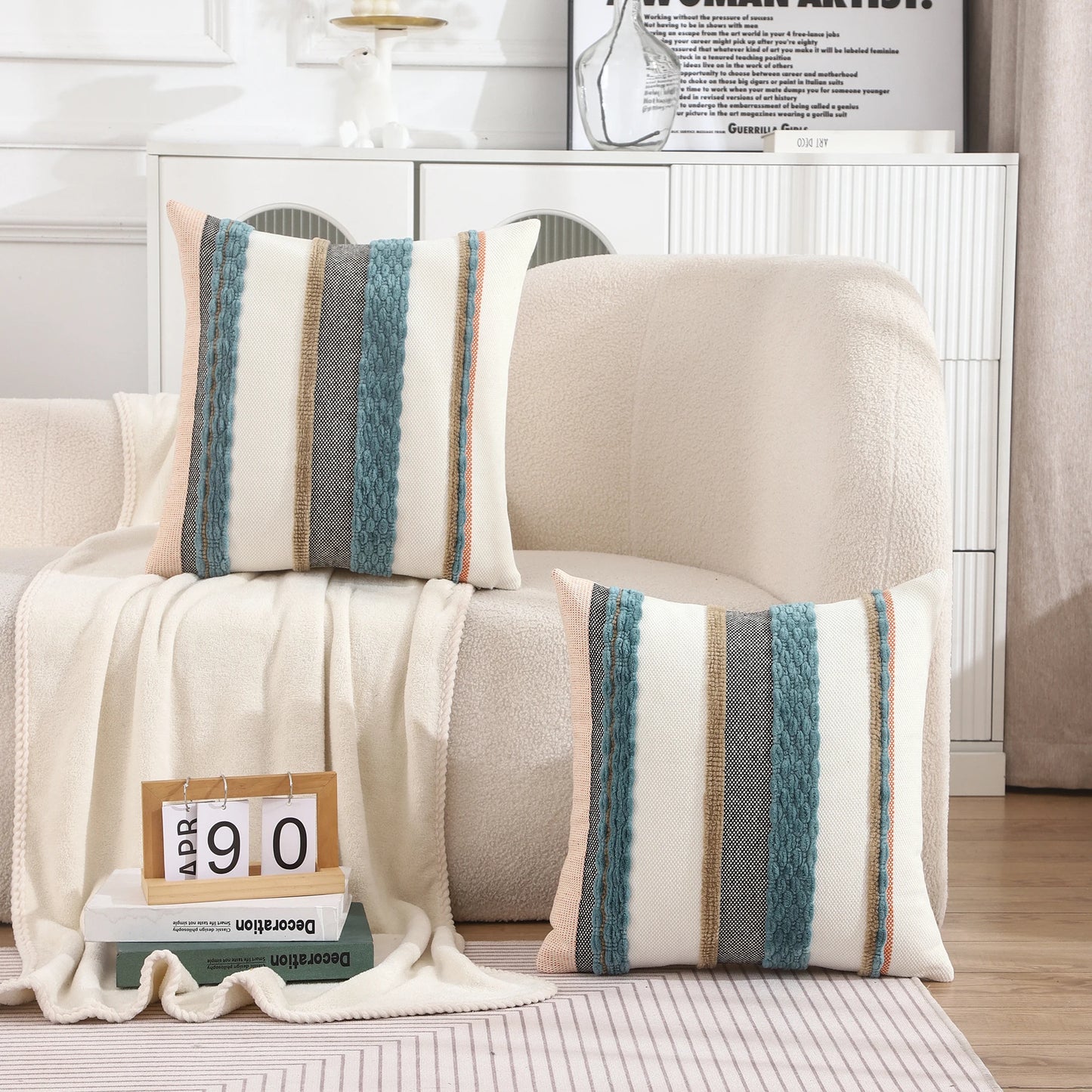 Boho Striped Throw Pillow Cover 18x18 Inch