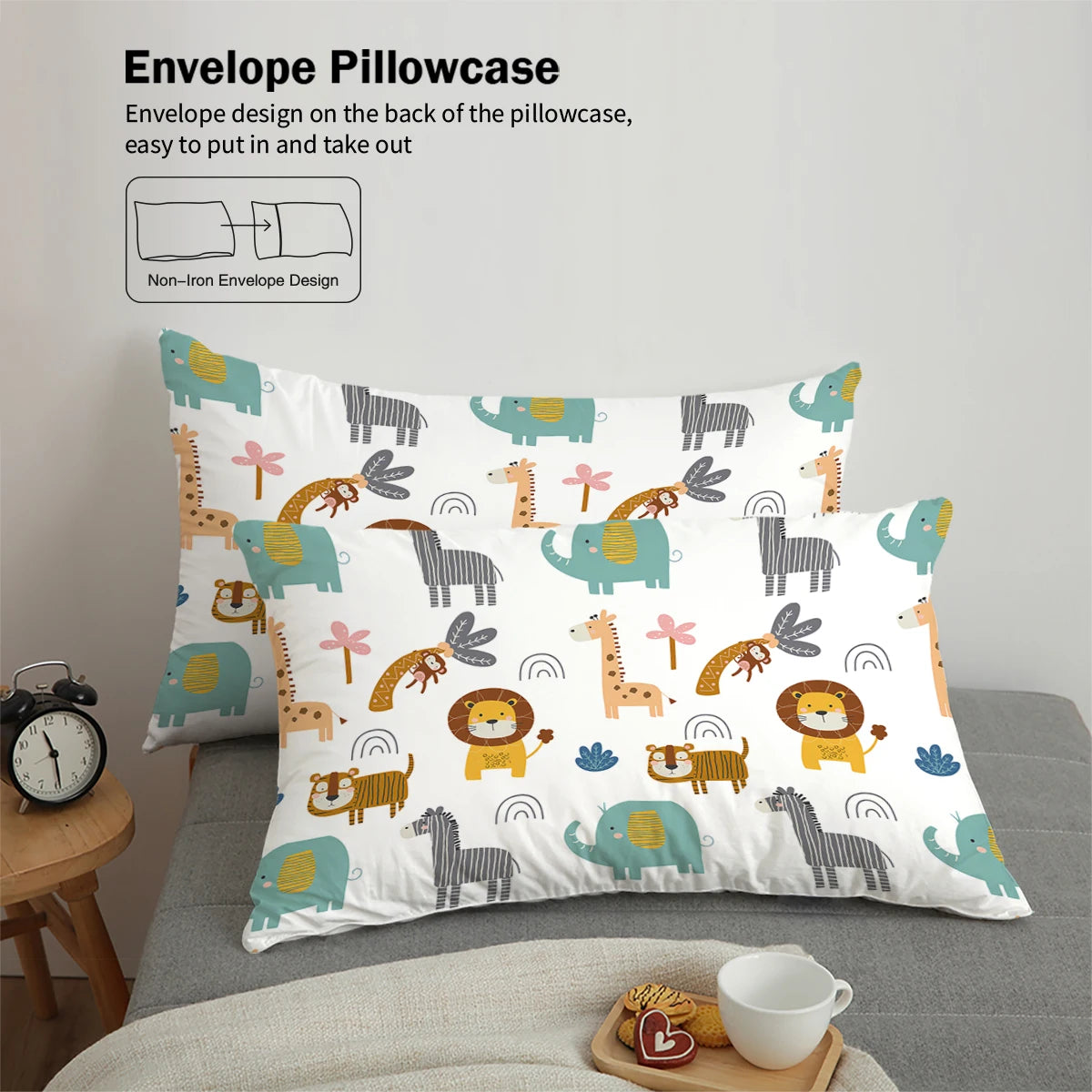 Cartoon Lion Print Duvet Cover Set – Kids