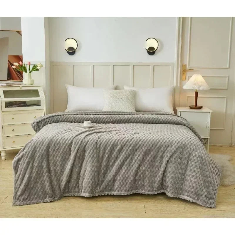 Winter Plaid Blankets for Beds Luxury Warm Sofa Blnket Fluffy Blankets Queen King Size Bedding Imitation Fur Bed Sofa Cover