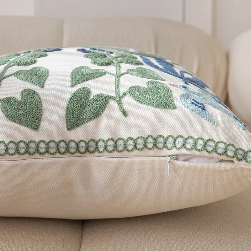 Pure Cotton Embroidery Office Cushion Pillowcase Car Cushion Cover45X45CM Lumbar Pillowcase Sofa Pillowcase