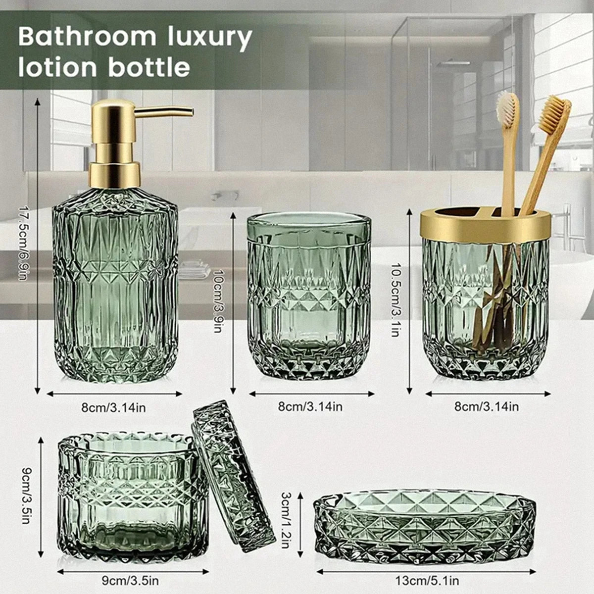 Glass lotion bottle Toiletry cup set, hotel home bathroom supplies set, press lotion bottle, soap dish, wash and brush water cup