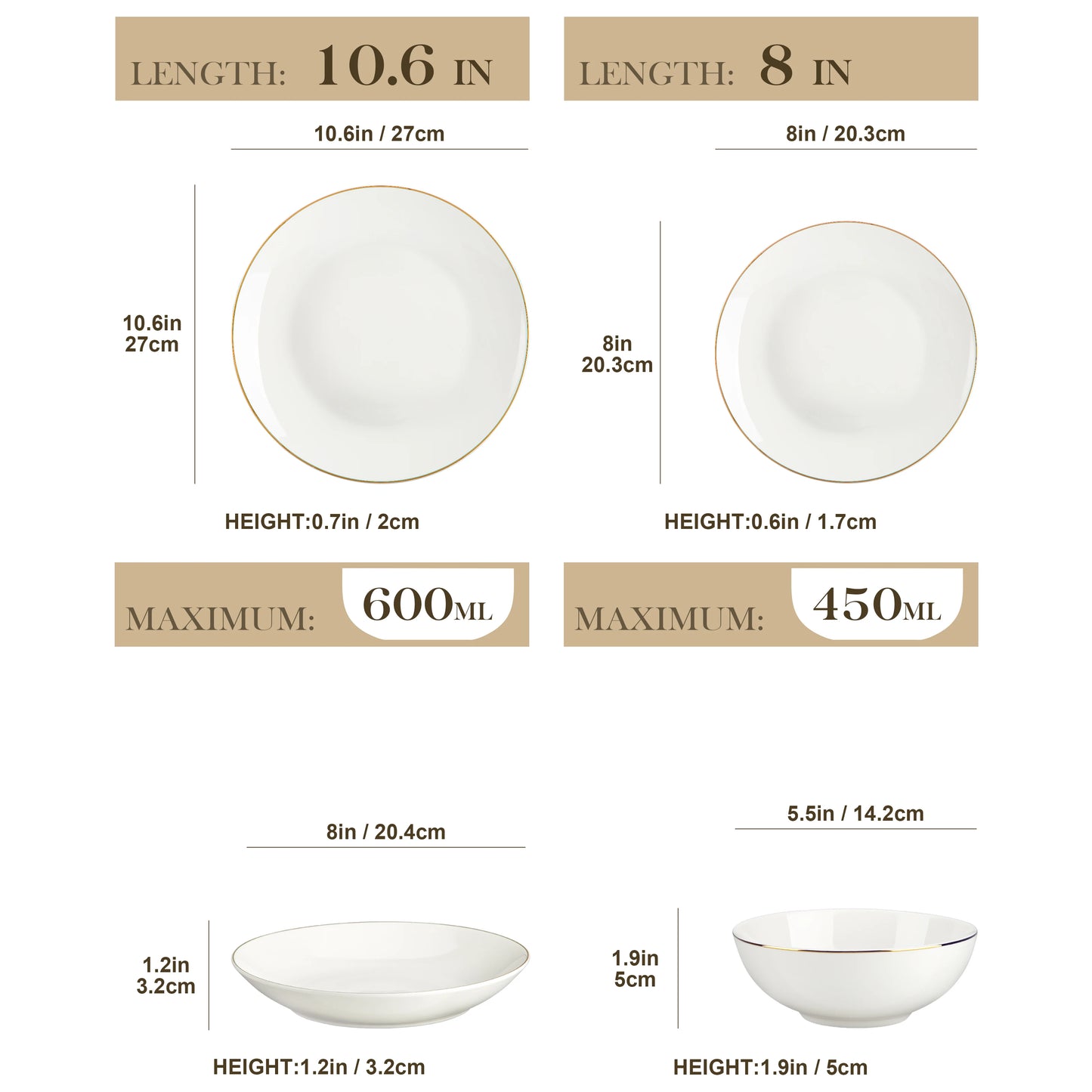 MALACASA 16/32-PIECE Nordic European White Porcelain Tableware Set with Bowl/Dinner Plate/Dessert/Soup Plate Set for 4/8