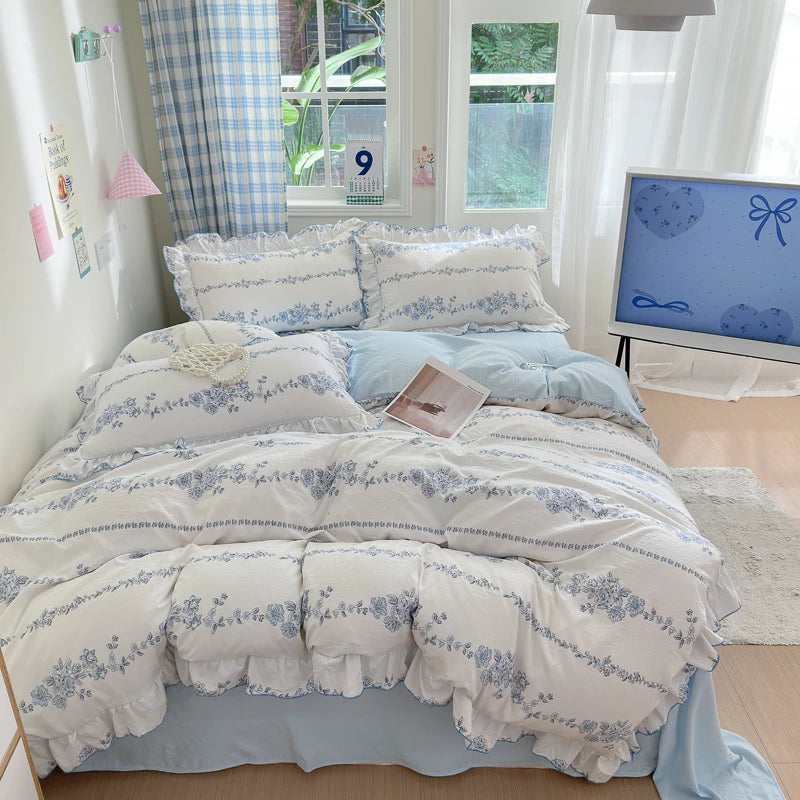 Korean Lace Duvet Cover Set
