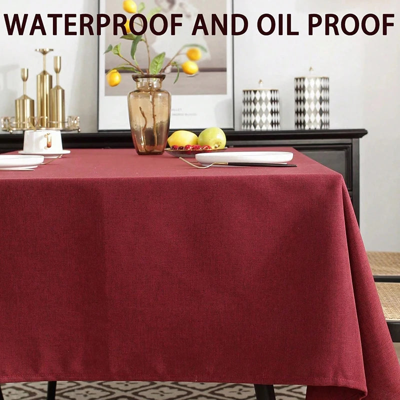 Waterproof and oil resistant tablecloth, modern simple and thickened cotton linen solid color household tea table cloth