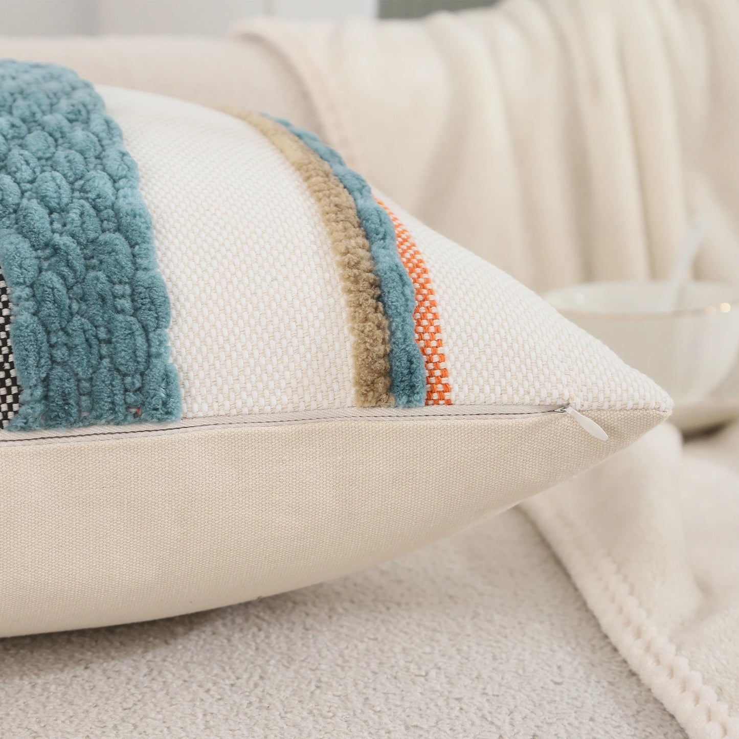 Boho Striped Throw Pillow Cover 18x18 Inch
