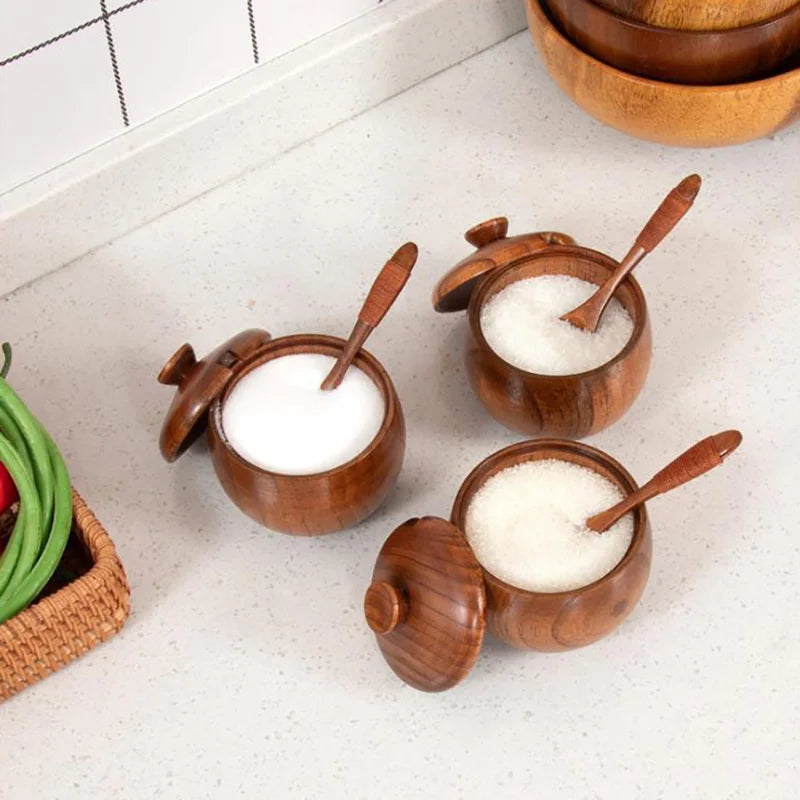 Wooden Spice Jar with Lid