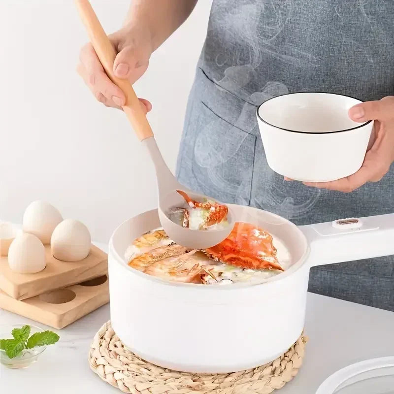 Silicone Cooking Utensil Set with Wooden Handles