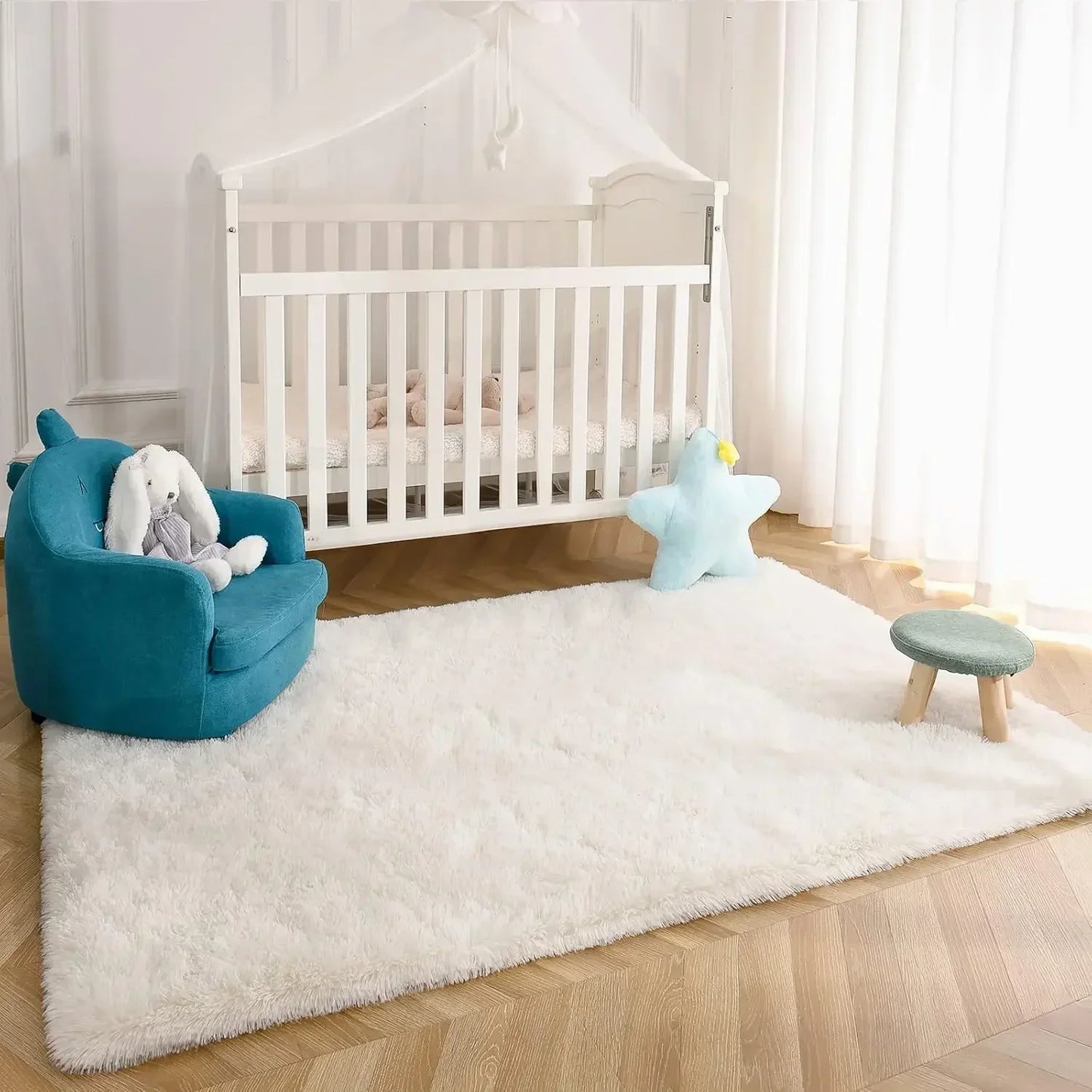 Fluffy Cream White Sheepskin Rug for Bedroom and Living Room Decor - Silk Wool Rugs Rugs for Bedroom Kawaii Rug Room Decor