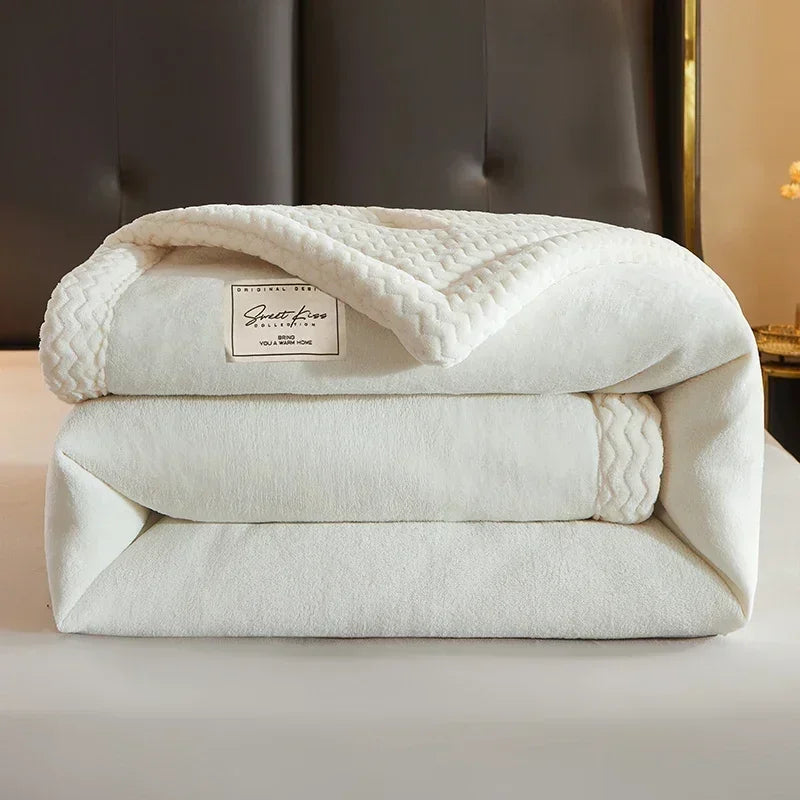 High End Autumn Winter Thickened Warm Blankets for Beds Soft Milk Fleece Warmth Single Double Blanket Beibei Velvet Comforter