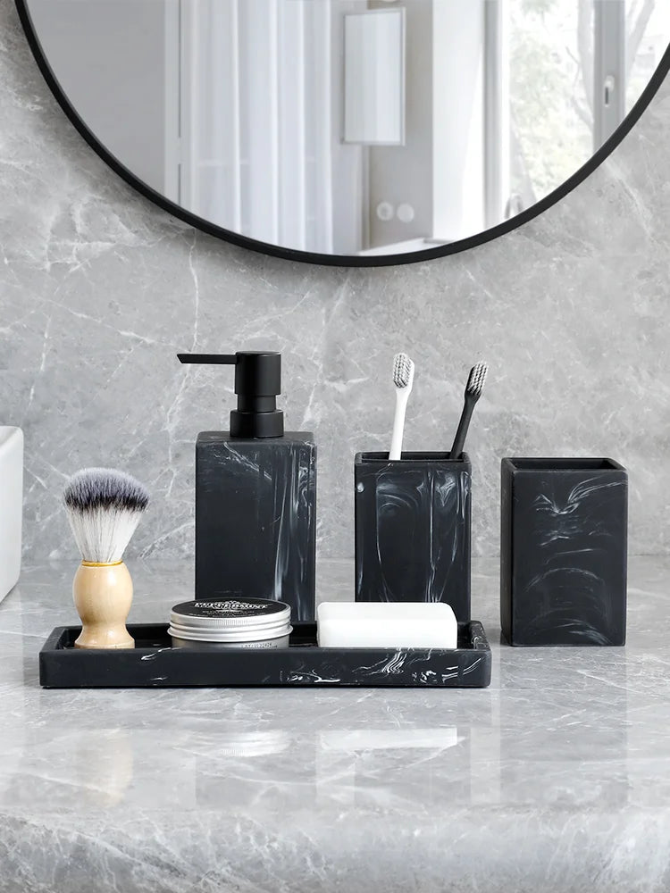 Marble Look Bathroom Accessories Set