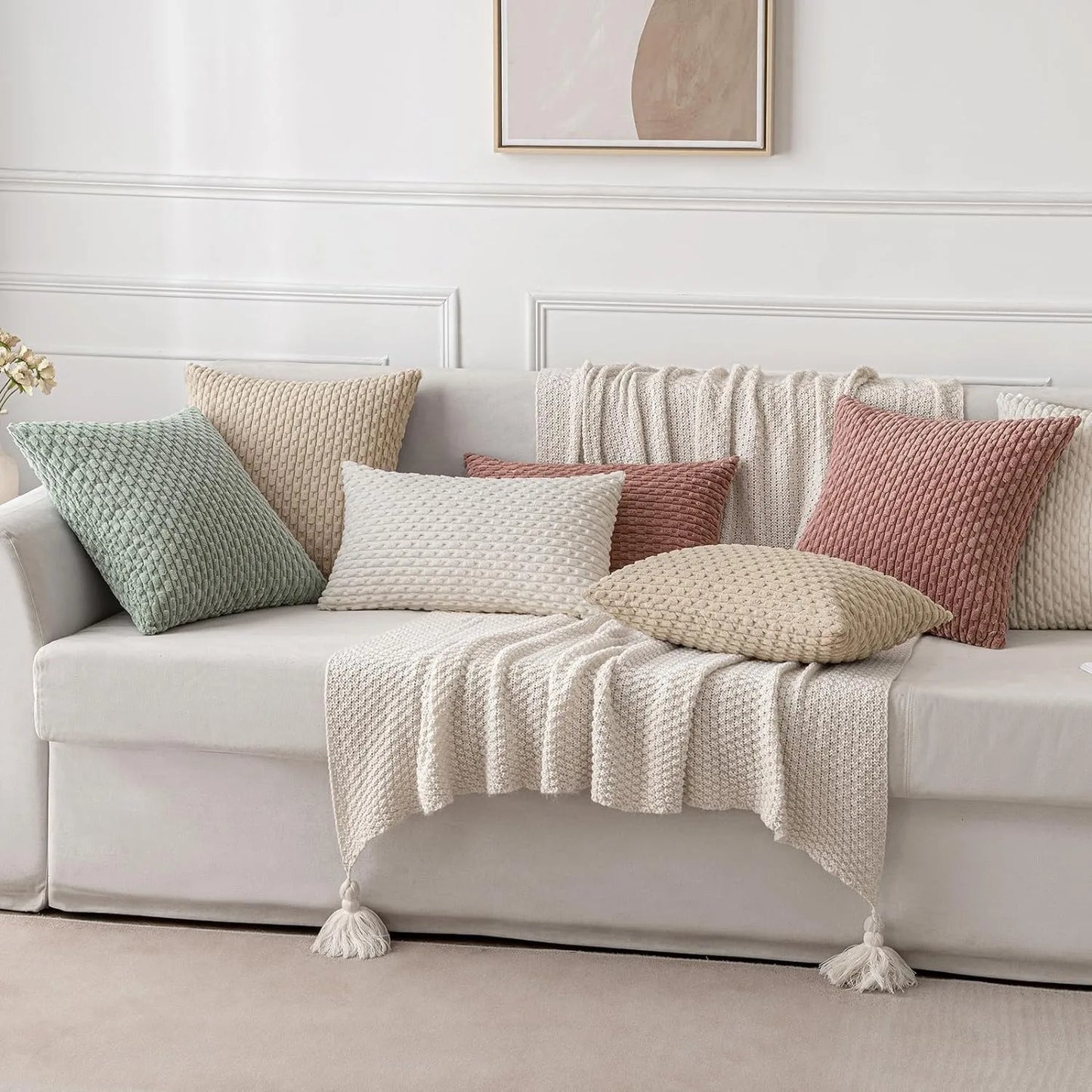 Striped Throw Pillow Cover 18x18 Inch Beige Boho Corduroy Cushion Cover From Sofa Living Room Modern Home Pillowcase Home Decro