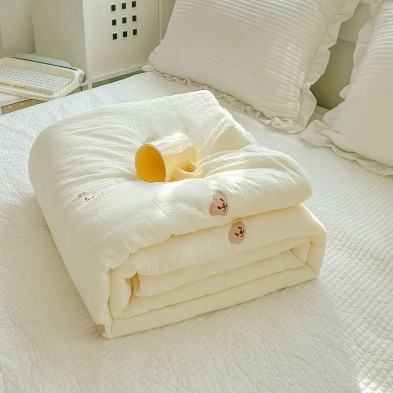 Super Soft Double Layer Yarn Summer Blanket Skin-friendly Breathable Lightweight Quilt for Children Adult Comforter Summer Duvet