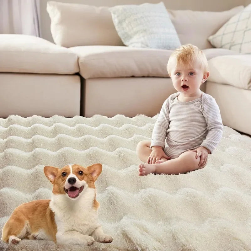 Faux Rabbit Carpet for Bedroom Hairy Fluffy Mat Washable Area Rug Shaggy Soft Christmas Decoration Luxury Kid Room Sofa Decor