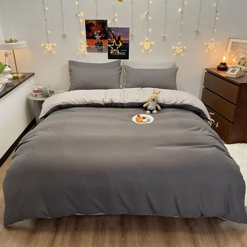 Dark Gray Solid Color Duvet Cover