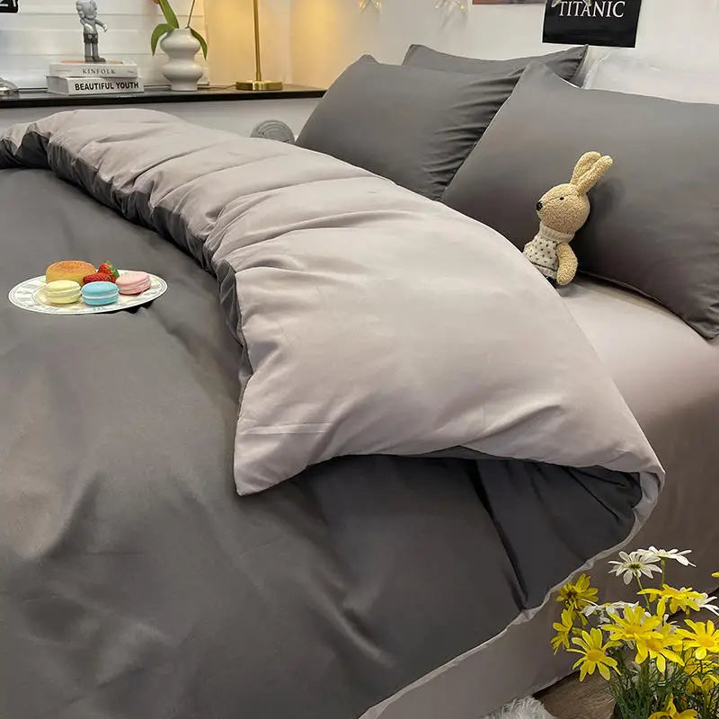 Dark Gray Solid Color Duvet Cover