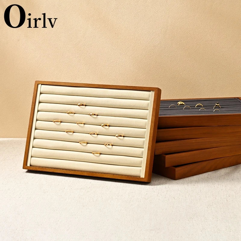Oirlv Soild Wood Jewelry Display Exquisite Jewellery Holder Portable Ring Earrings Necklace Organizer Box organizator de boys