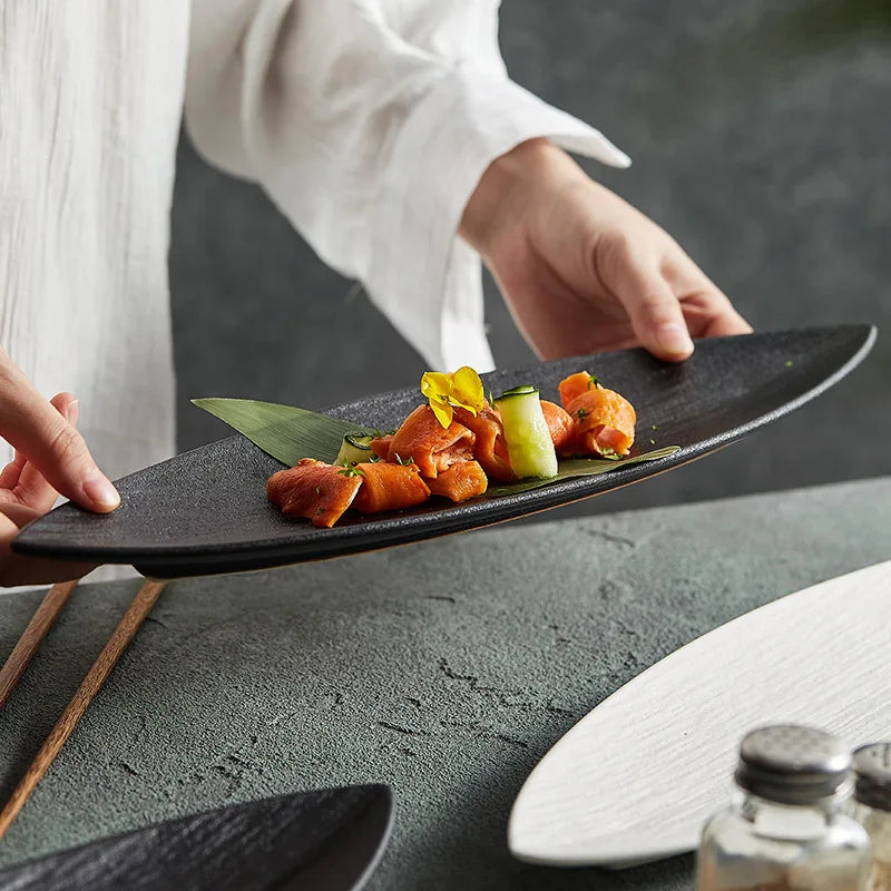 Light Luxury Japanese Restaurant Supplies, Ceramic Sushi Plates, Leaf Shaped Ceramic Dessert Plates, Home Kitchen Accessories