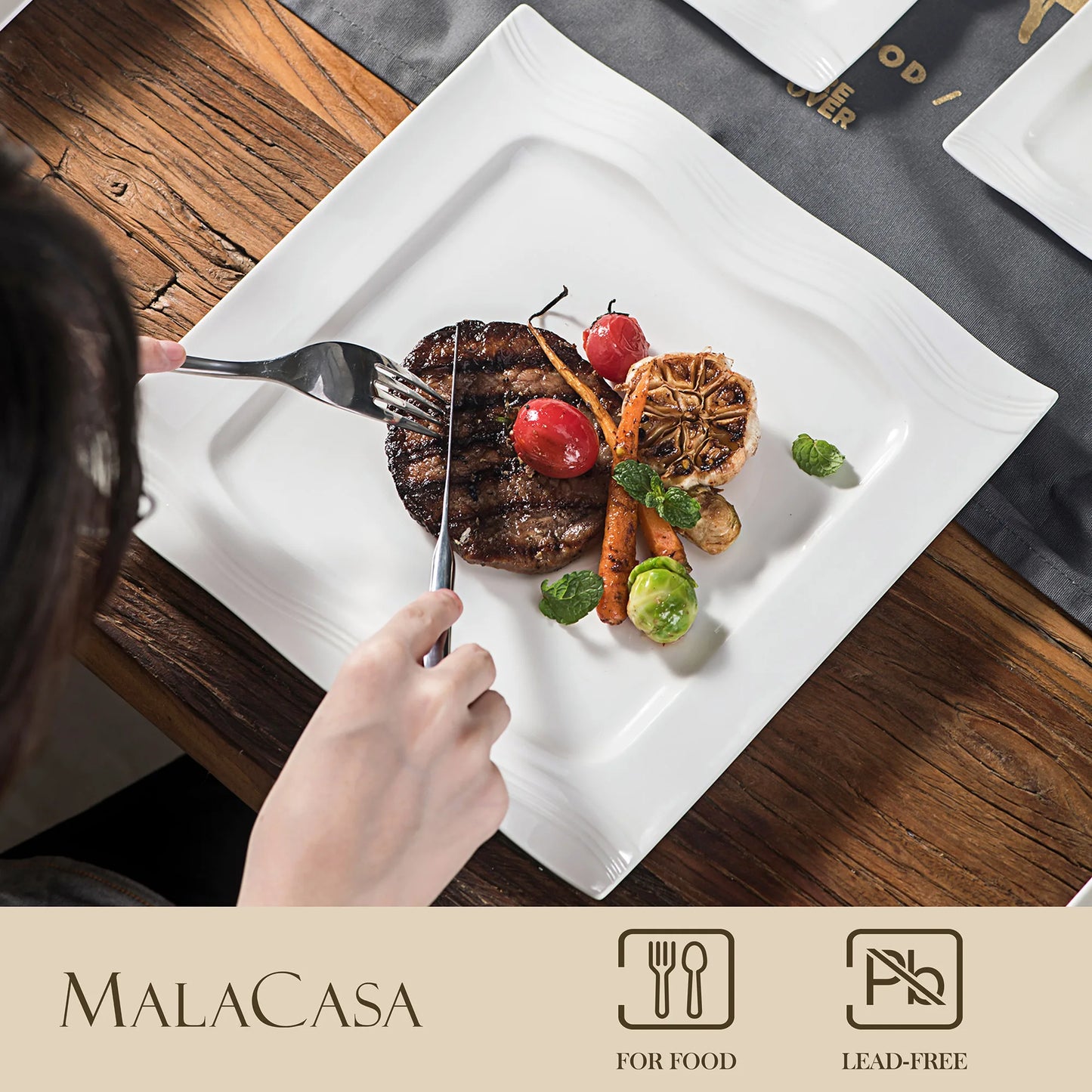 MALACASA 30/60 Piece White Porcelain Tableware Set with 12*Cups,Saucers,Dinner Soup Dessert Plates Dinnerware Set for 6/12