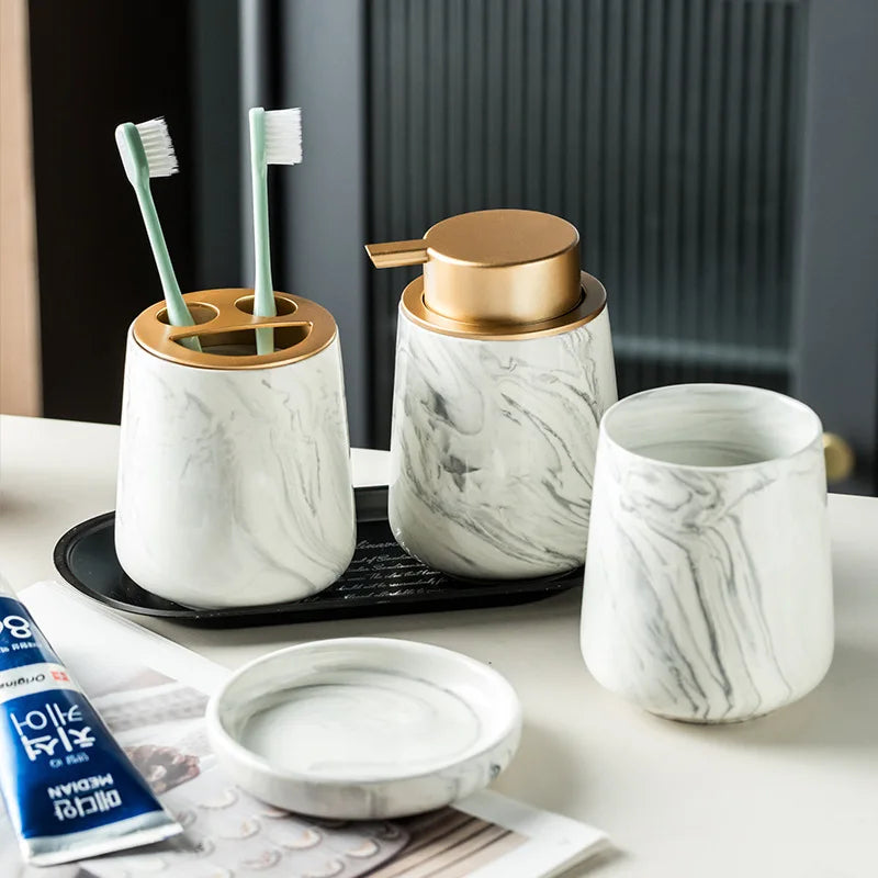 Ceramic Marble Bathroom Set