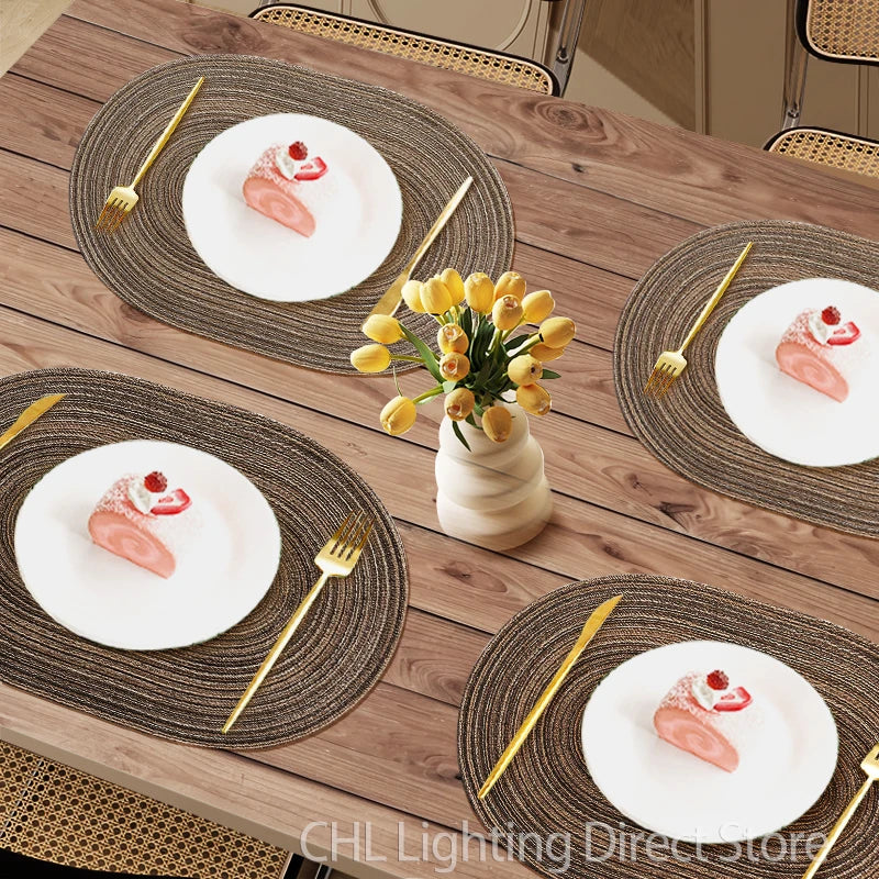 Placemats Set of 4 for Dining Table,Washable,Woven Vinyl,Placemat,Heat-Resistant,Durable,Table Mat for dinner kitchen,Placemats