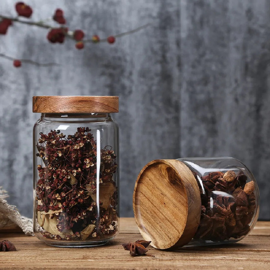 Glass Food Storage Jar with Bamboo Lid