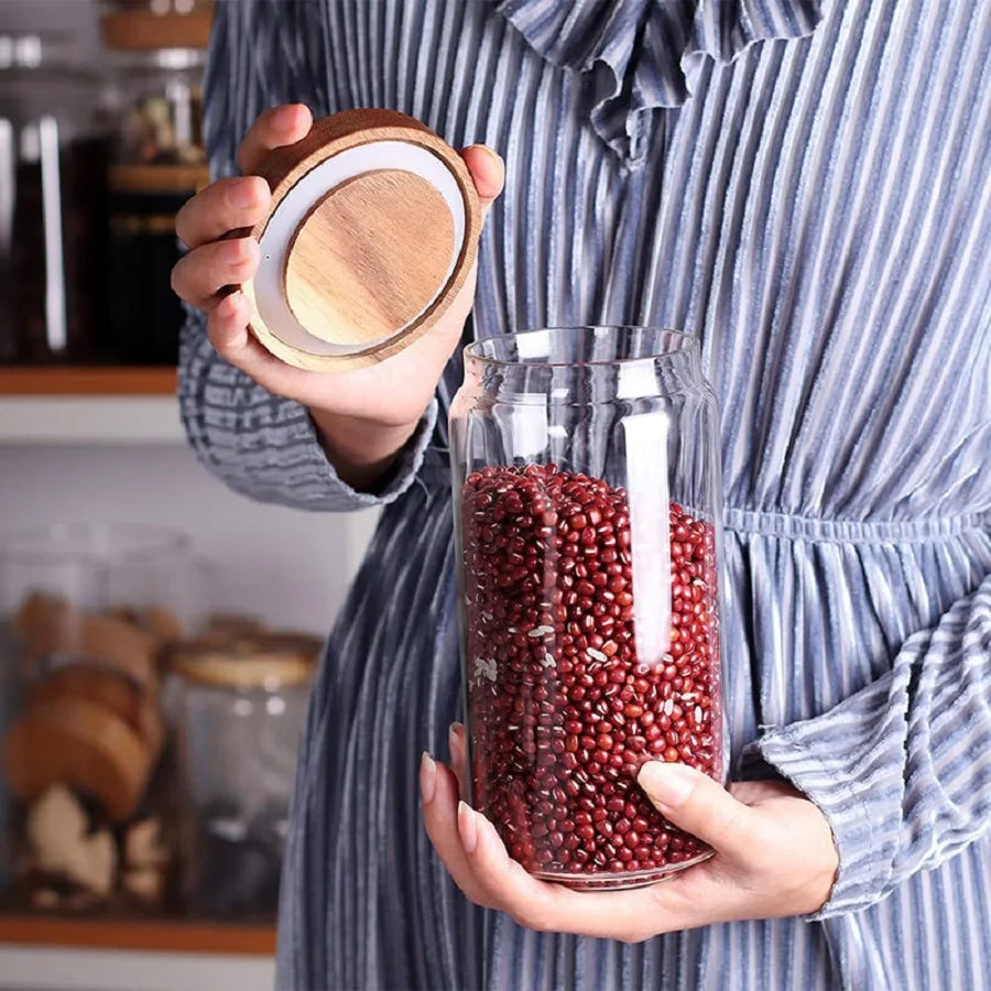 Glass Food Storage Jar with Bamboo Lid
