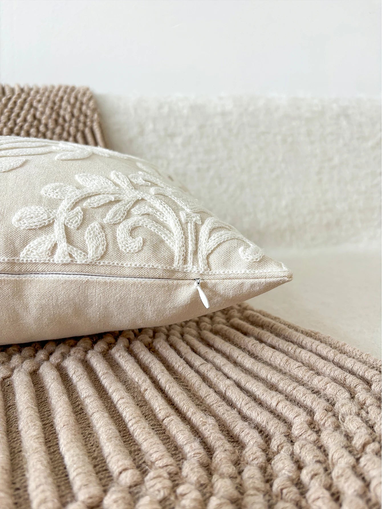 Embroidered Throw Pillow Cover