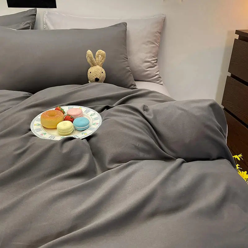 Dark Gray Solid Color Duvet Cover