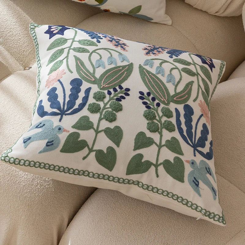 Pure Cotton Embroidery Office Cushion Pillowcase Car Cushion Cover45X45CM Lumbar Pillowcase Sofa Pillowcase