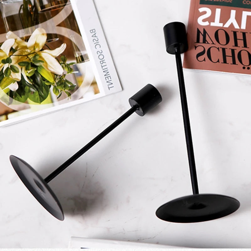 Elegant Black Metal Candle Holders