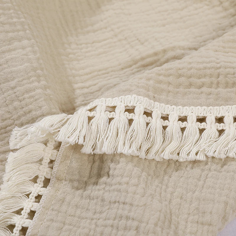 Cotton Muslin Swaddle Blankets with Tassels