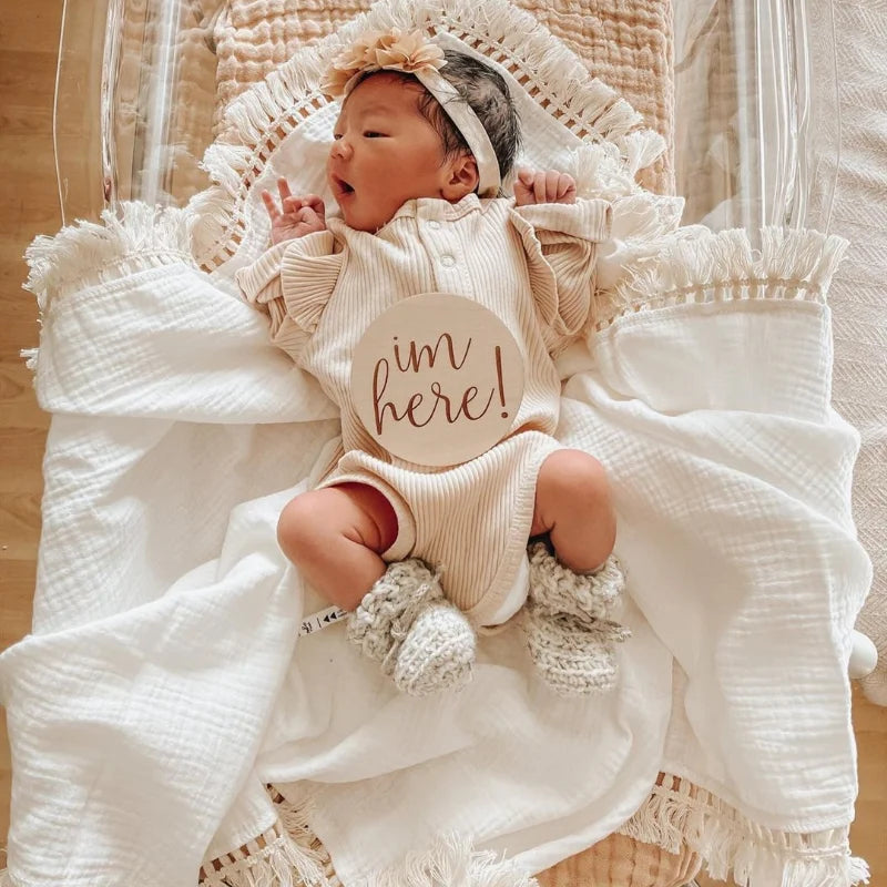 Cotton Muslin Swaddle Blankets with Tassels