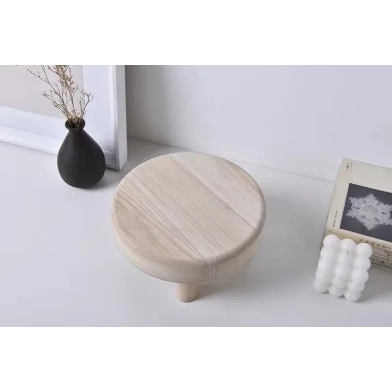 Wooden Low Stool Children's Stool Home Flower Pot Frame Entrance Round Shoe Changing Stool Small Wooden Stool