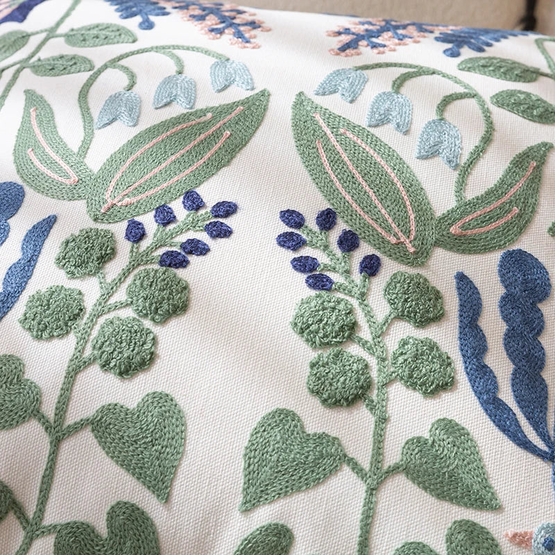 Pure Cotton Embroidery Office Cushion Pillowcase Car Cushion Cover45X45CM Lumbar Pillowcase Sofa Pillowcase