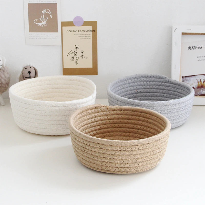 Nordic Cotton Rope Storage Baskets Woven Desktop Sundries Kids Toys Organizer Box Baby Dirty Clothes Laundry Basket Hamper 1PS