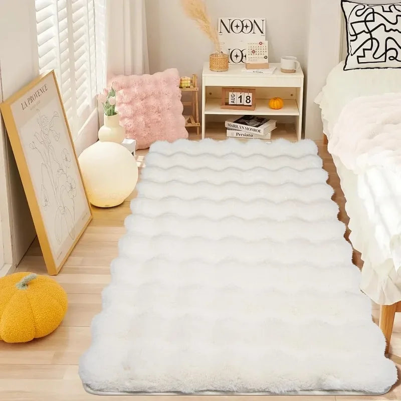 Faux Rabbit Carpet for Bedroom Hairy Fluffy Mat Washable Area Rug Shaggy Soft Christmas Decoration Luxury Kid Room Sofa Decor
