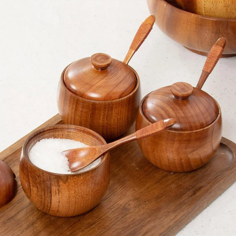 Wooden Spice Jar with Lid