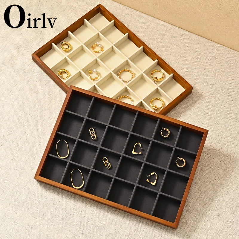 Oirlv Soild Wood Jewelry Display Exquisite Jewellery Holder Portable Ring Earrings Necklace Organizer Box organizator de boys
