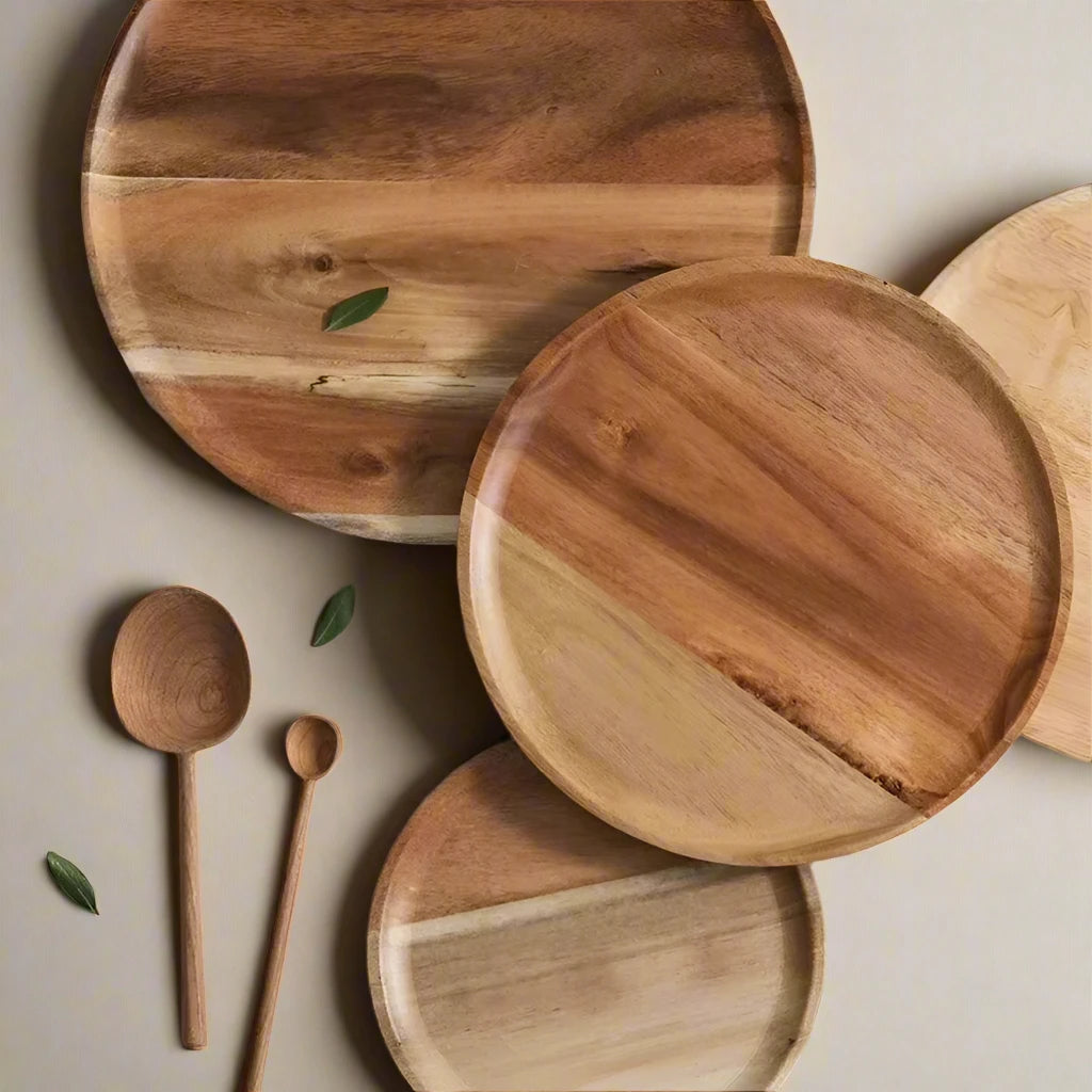 Round Wooden Serving Tray