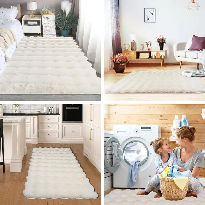Faux Rabbit Carpet for Bedroom Hairy Fluffy Mat Washable Area Rug Shaggy Soft Christmas Decoration Luxury Kid Room Sofa Decor